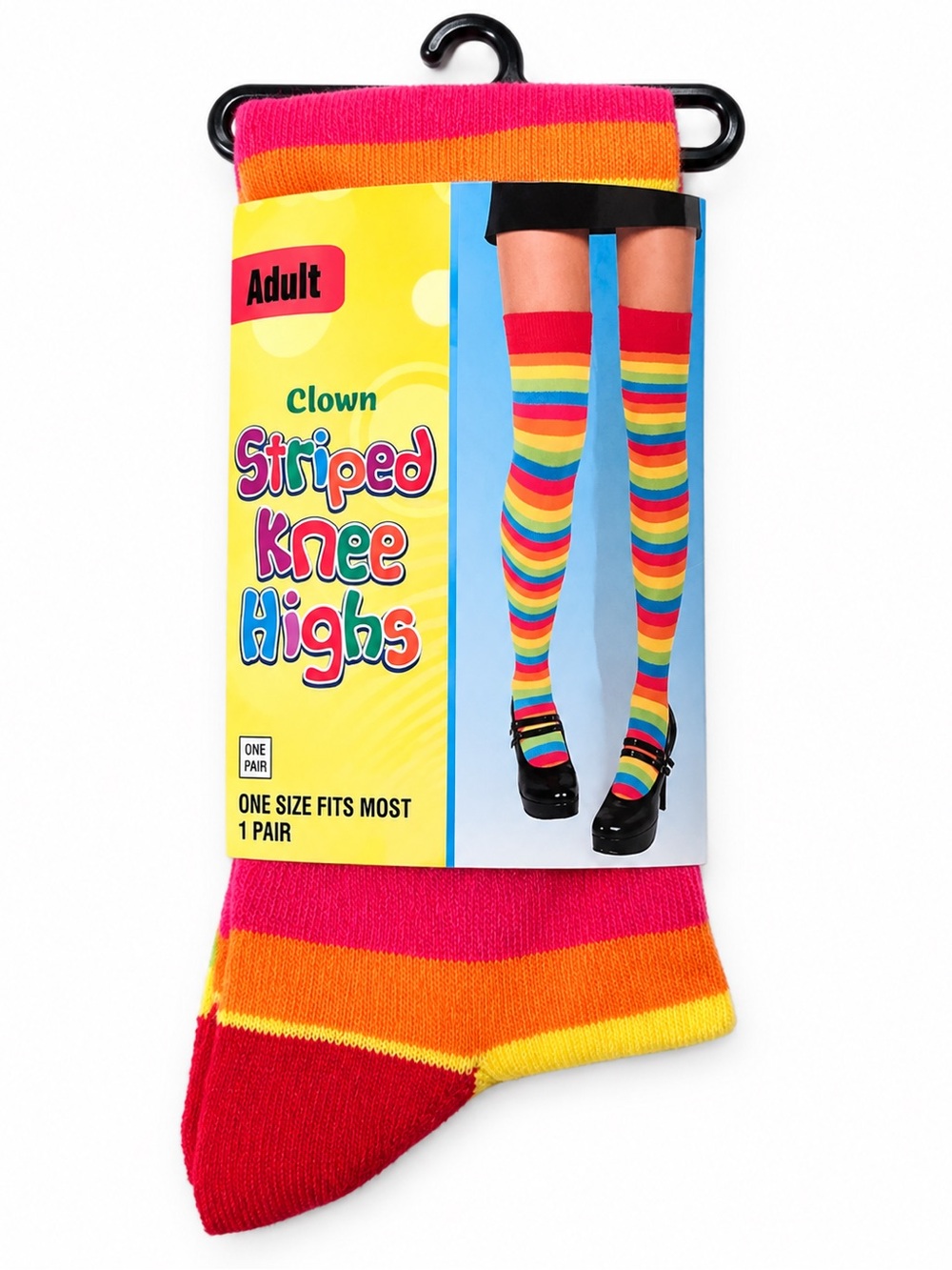 Clown Striped Knee High Socks - Rainbow Stripes